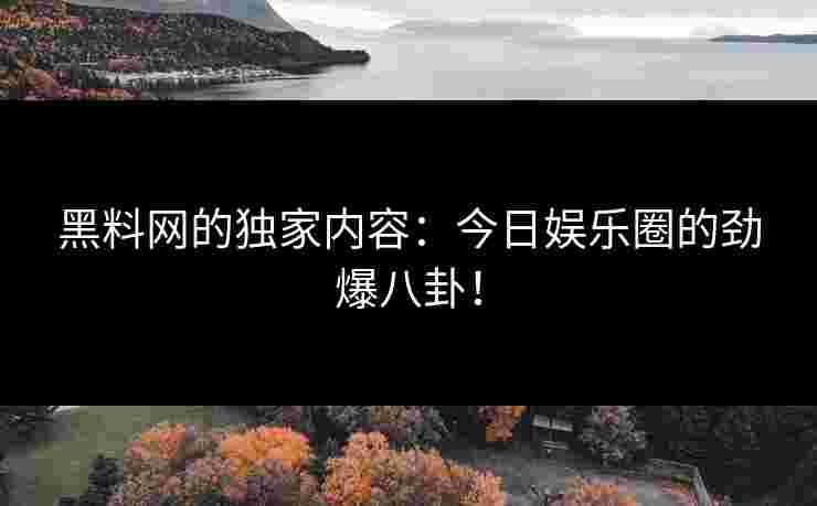 黑料网的独家内容：今日娱乐圈的劲爆八卦！