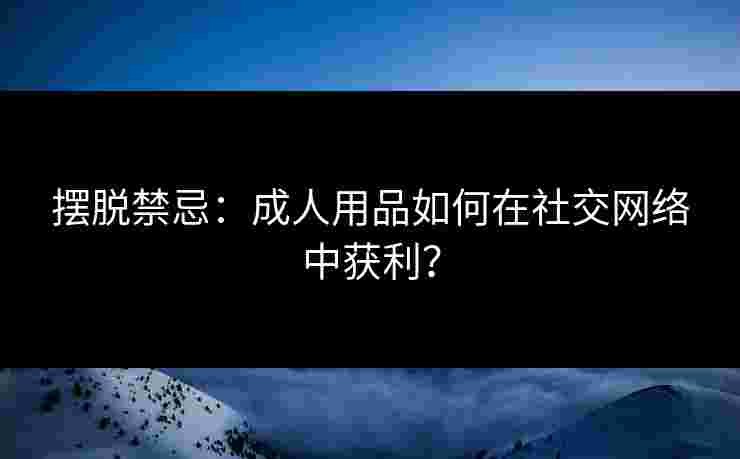 摆脱禁忌：成人用品如何在社交网络中获利？