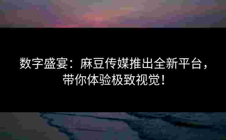 数字盛宴：麻豆传媒推出全新平台，带你体验极致视觉！